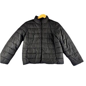 The Childrens Place Black Puffer Jacket Girls XL 14 16 Zip Quilted Coat